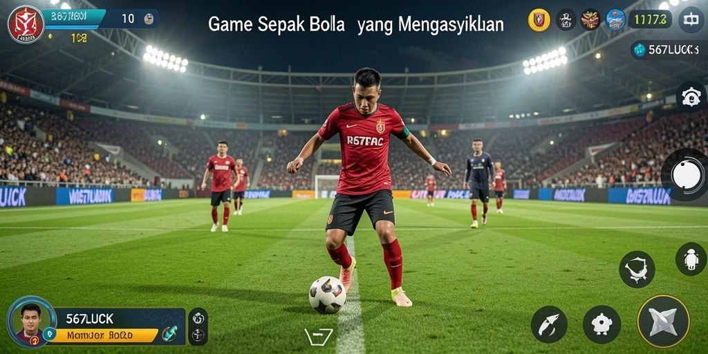 Tampilan gameplay mendebarkan dari 567LUCK yang menampilkan aksi sepak bola.