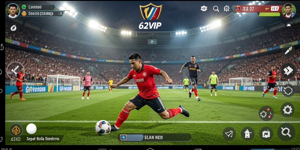 Tampilan gameplay menarik di 62VIP, penuh aksi dan strategi sepak bola.