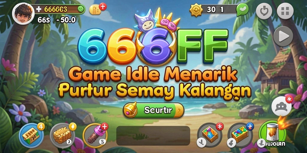 Tampilan permainan 666FF dengan karakter dan fitur Idle menarik.