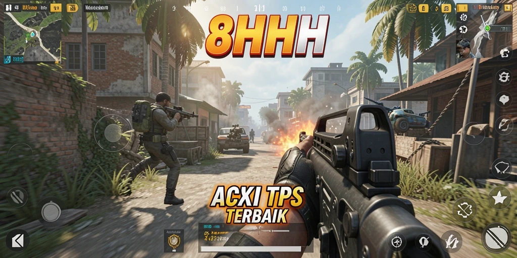 Screenshot gameplay 8HHH yang intens dan mendebarkan.