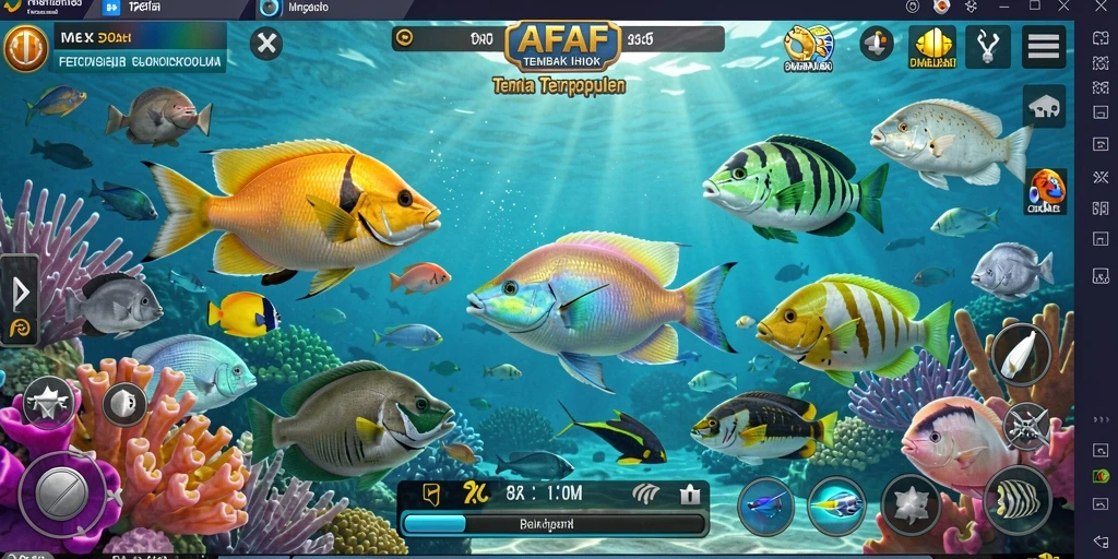 Screenshot gameplay AFAF menampilkan aksi menembak ikan yang seru.