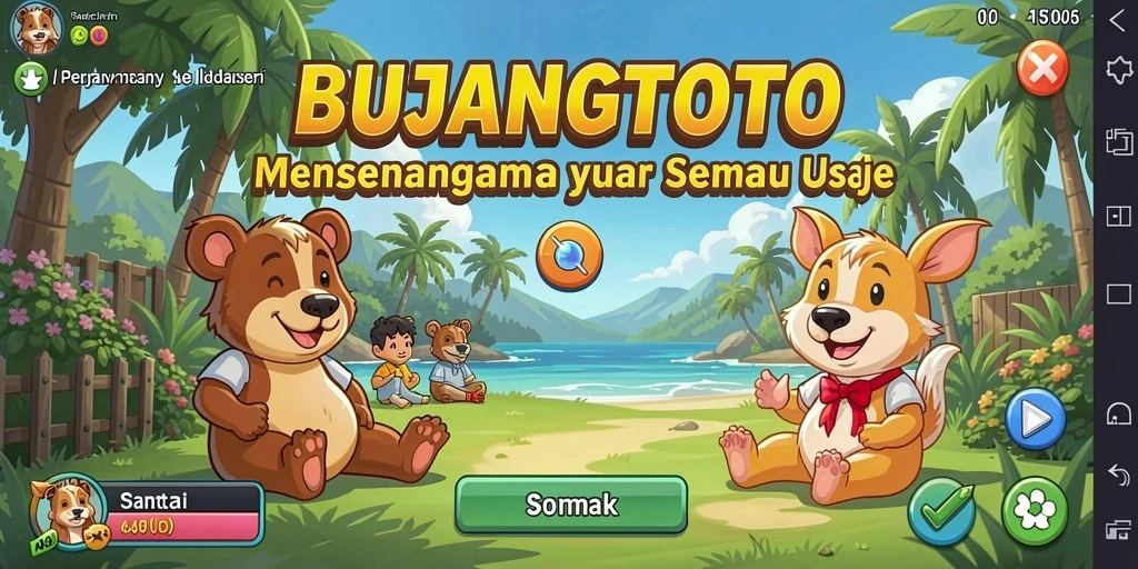 Screenshot gameplay BUJANGTOTO yang penuh warna dan seru.