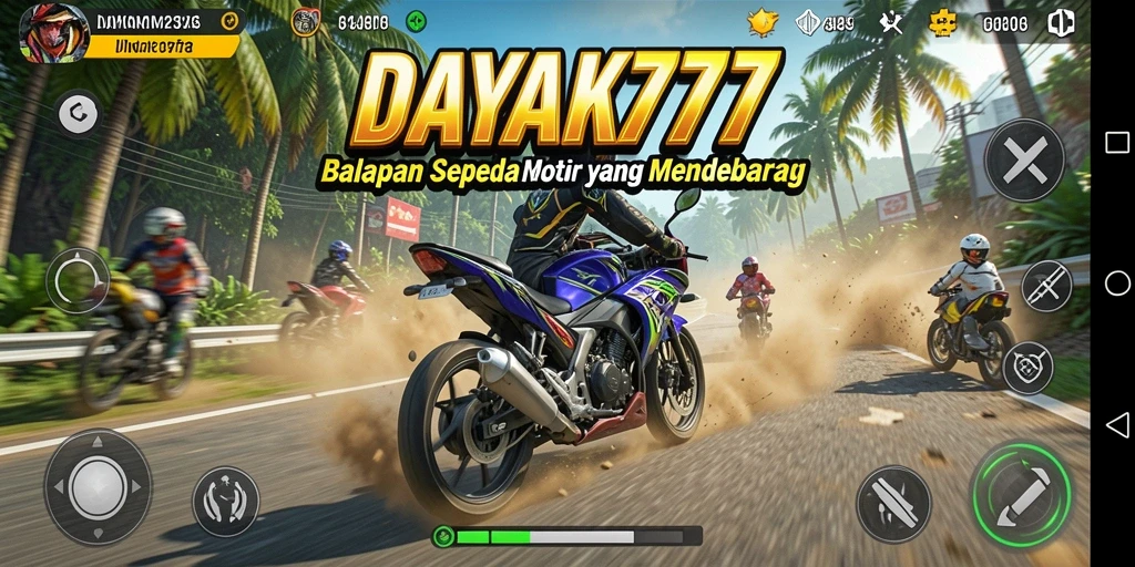 Gambaran menyenangkan dari gameplay balapan sepeda motor di DAYAK777.