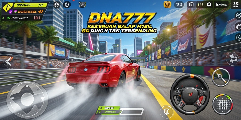 Tampilan gameplay balap mobil yang seru dan mendebarkan.