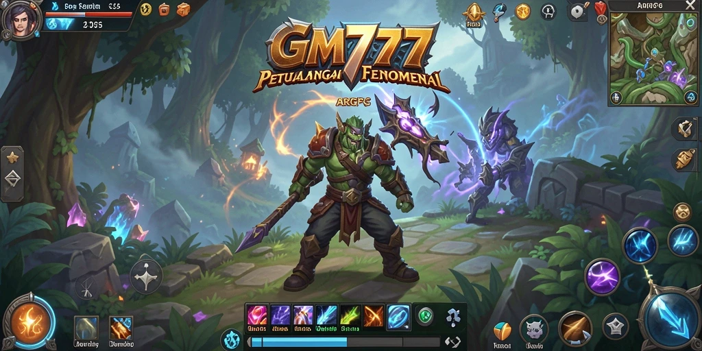 Screenshot utama GM777 menampilkan aksi pertempuran ARPG yang seru.