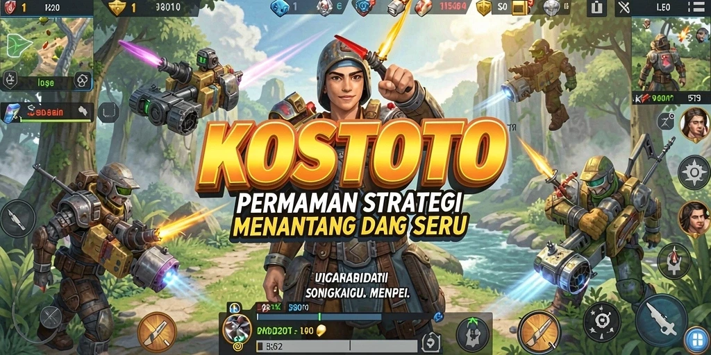 Tampilan gameplay KOSTOTO dengan pertempuran strategi yang mendebarkan.