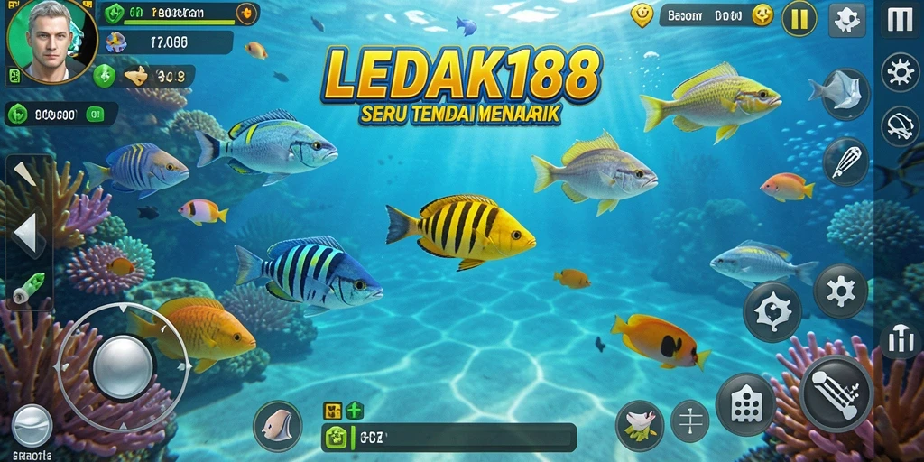 Gameplay menembak ikan yang seru dan penuh tantangan.