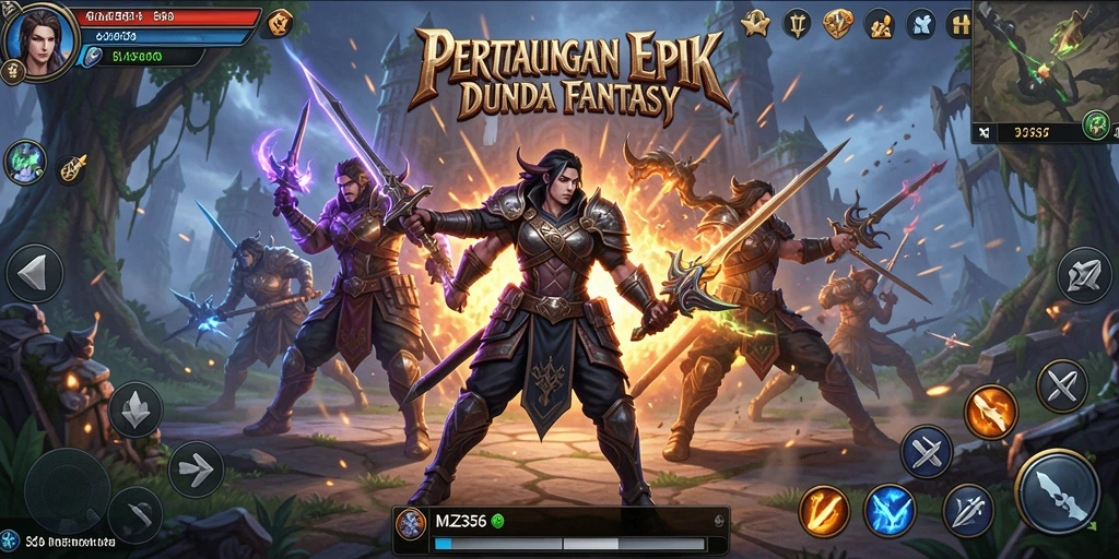 Gameplay MZ356 menampilkan pertarungan epik dan petualangan yang mendebarkan.