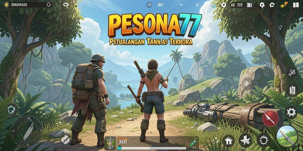 Screenshot gameplay PESONA77 menunjukkan eksplorasi dunia terbuka yang indah dan imersif.