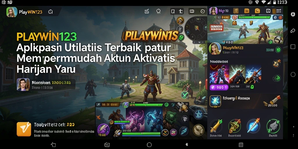 Tampilan utama aplikasi PLAYWIN123 dengan fitur utilitas yang lengkap.