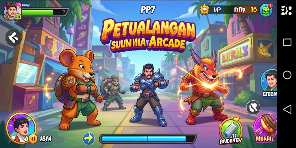Tangkapan layar yang menunjukkan gameplay seru dalam PP7.