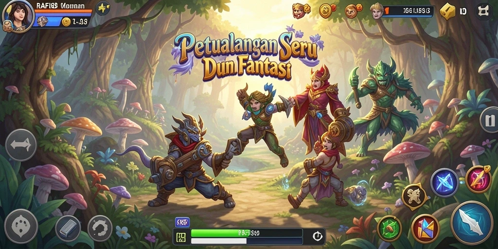 Tangkapan layar gameplay RAFI88 yang menunjukkan petualangan seru di dunia fantasi.