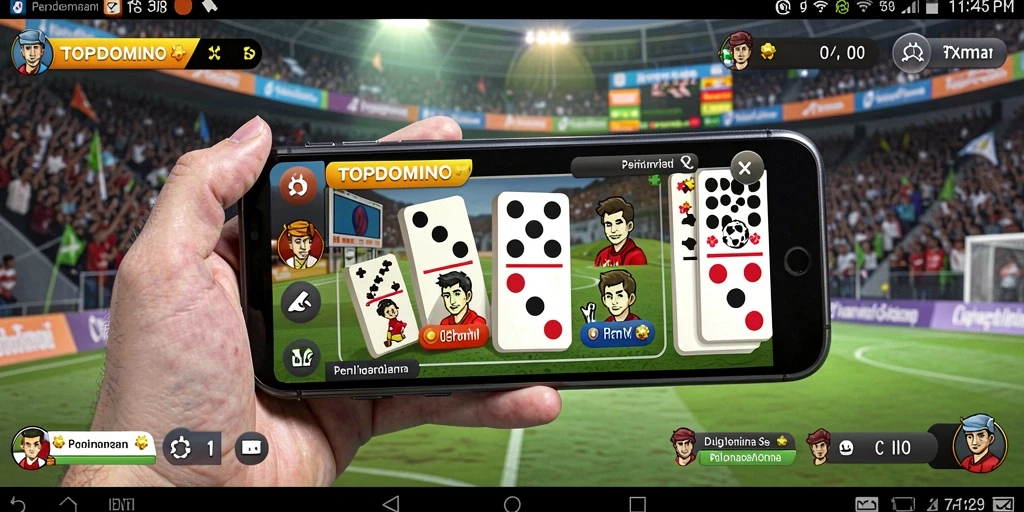 Screenshot game TOPDOMINO menampilkan aksi seru dalam permainan olahraga domino.