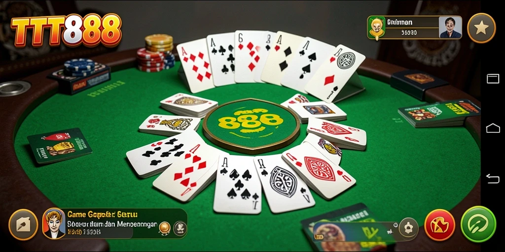 Tampilan gameplay seru dalam TTT888 saat bermain Gaple.