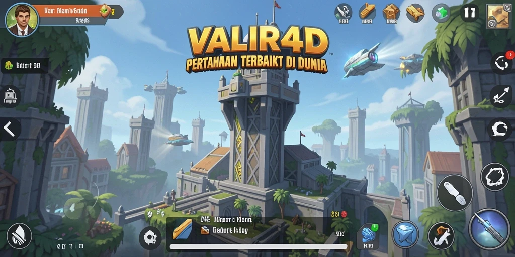 Screenshot gameplay VALIR4D yang menunjukkan strategi Tower Defense yang mendebarkan.