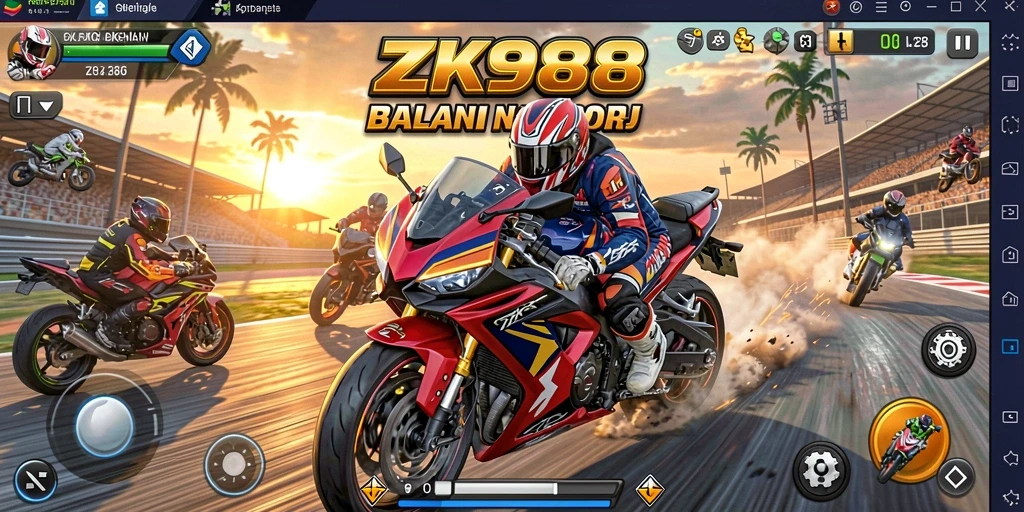 Gameplay seru dengan balapan motor yang menantang di ZK988.